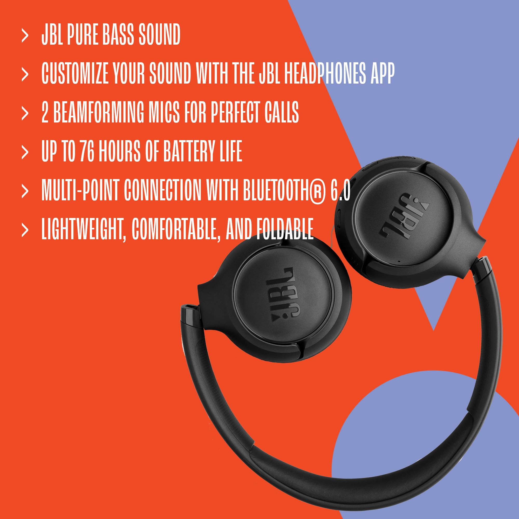 JBL Tune 530BT – Casque Bluetooth Sans Fil | 76h d'autonomie & Son Pure Bass