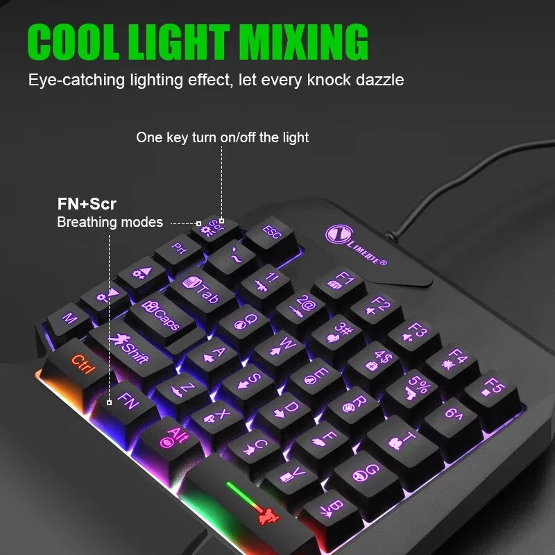 Clavier Gaming Une Main 35 Touches RGB – USB Ultra-Slim Rétroéclairé