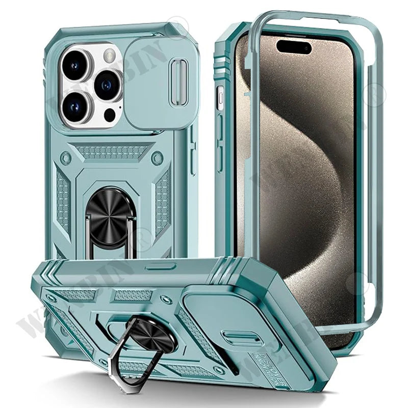 Coque iPhone Heavy Duty 360° avec Béquille – Compatible iPhone 17 à 7 & SE