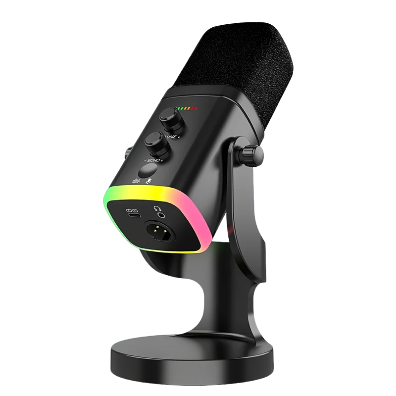 Microphone USB Gaming RGB – Dynamique Réduction de Bruit Streaming & Podcast