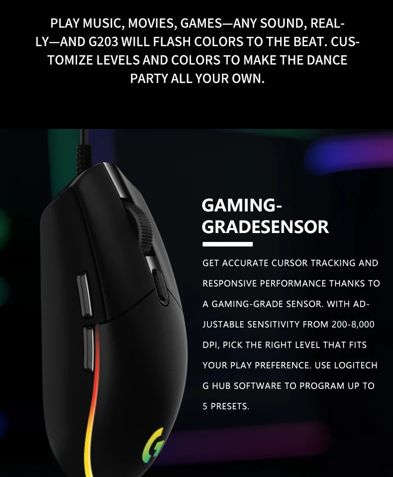 Logitech G102 – Souris Gaming 85g Filaire | Précision & Confort