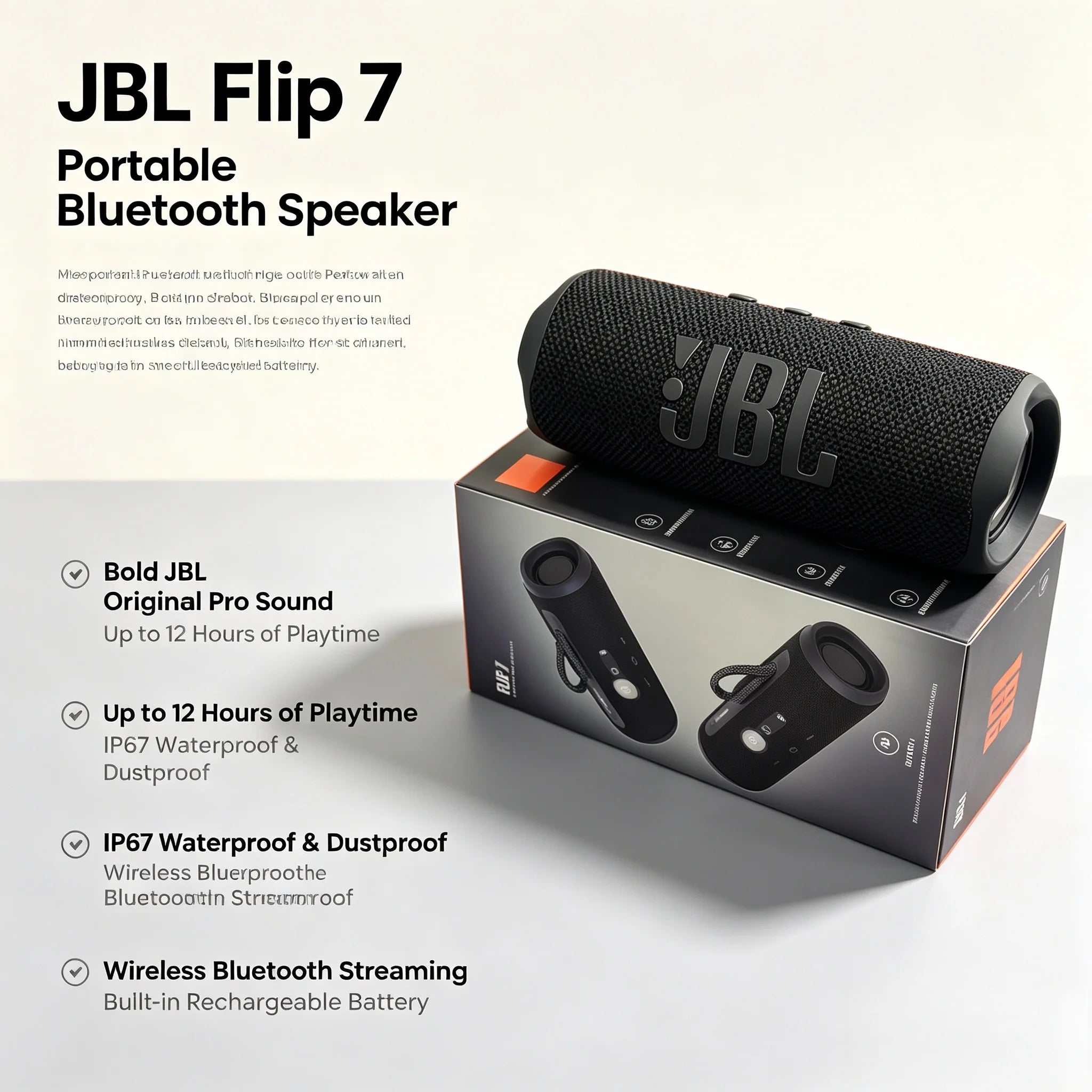 JBL Flip 7 – Enceinte Bluetooth Portable | Charge USB-C Rapide 15 Min