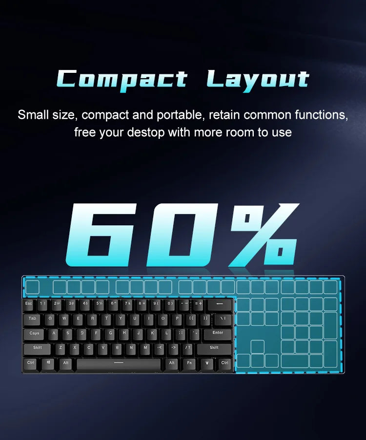 Clavier Mécanique Gaming 60% RGB – Compact Blanc | PC, Laptop & Bureau