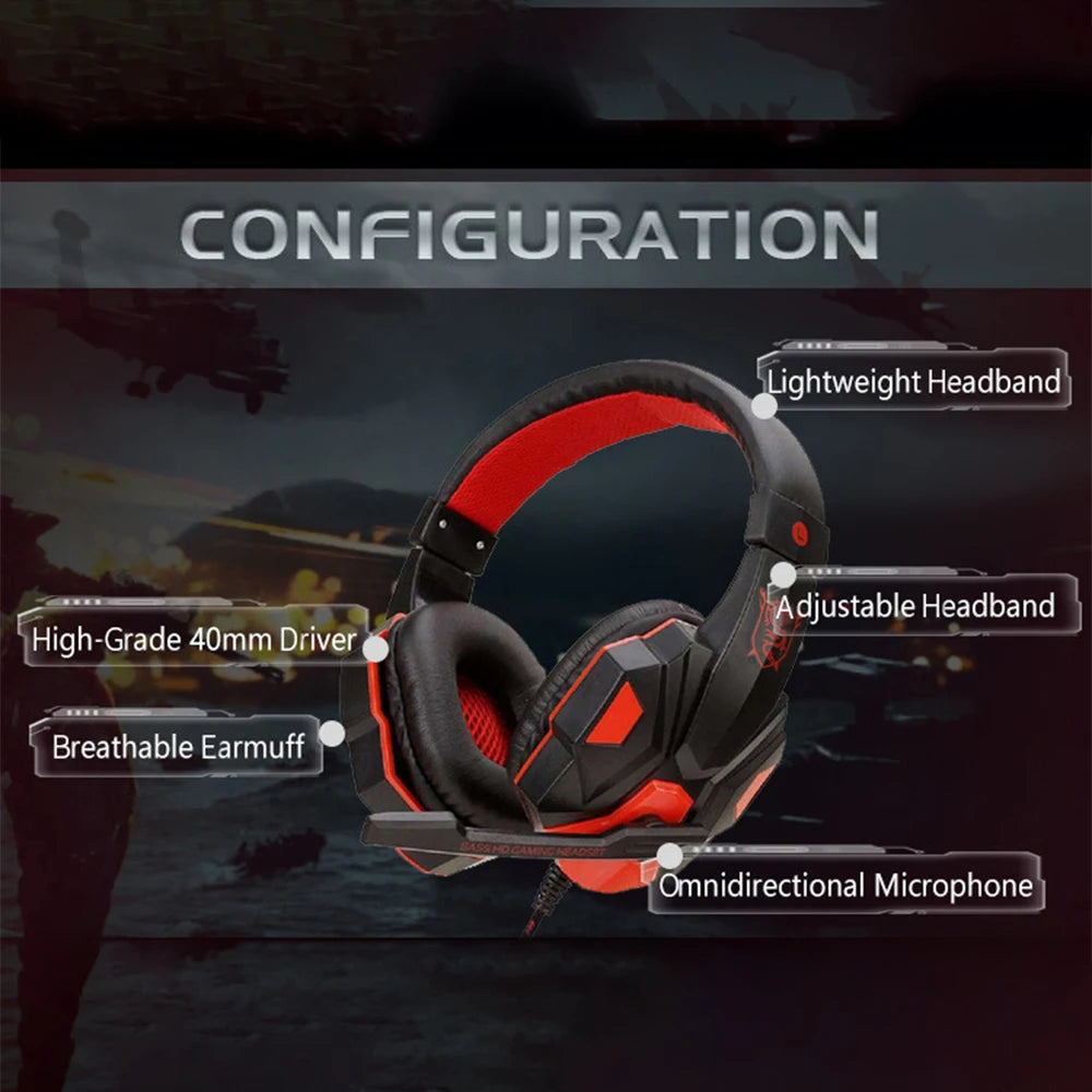 Casque Gaming Filaire 3.5mm – Bass Stéréo & Micro | PS4, Xbox, Switch, PC