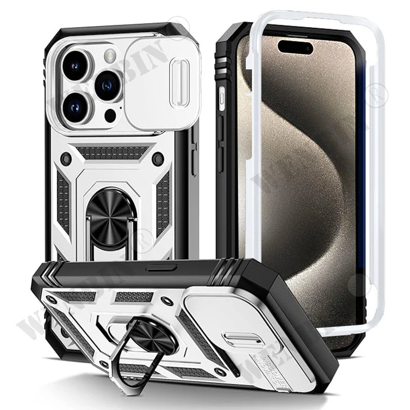 Coque iPhone Heavy Duty 360° avec Béquille – Compatible iPhone 17 à 7 & SE