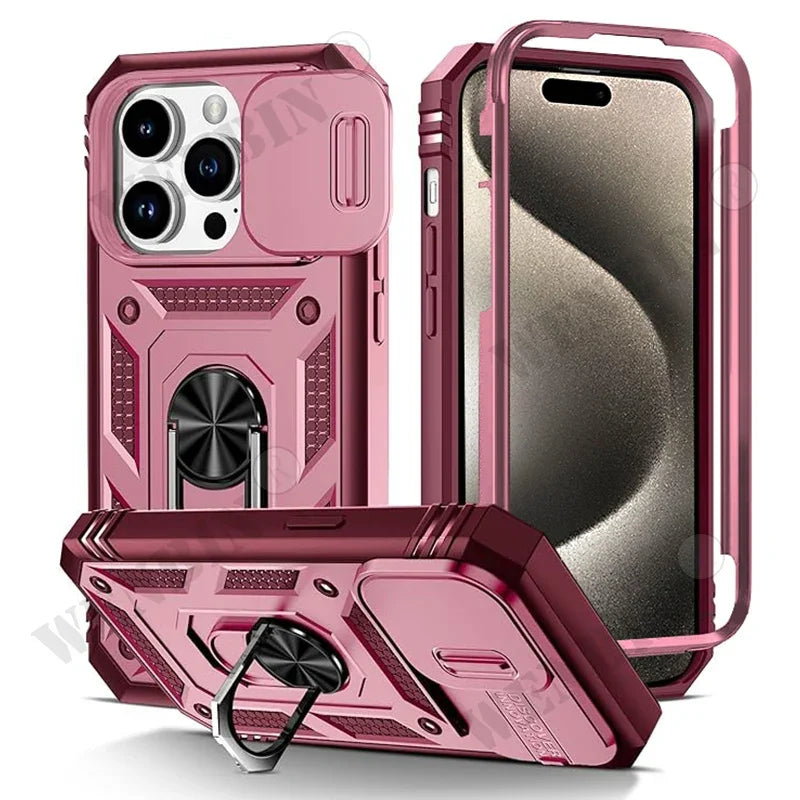Coque iPhone Heavy Duty 360° avec Béquille – Compatible iPhone 17 à 7 & SE