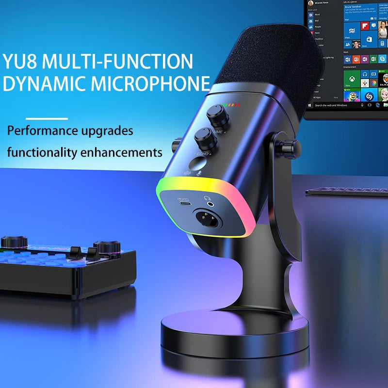 Microphone USB Gaming RGB – Dynamique Réduction de Bruit Streaming & Podcast