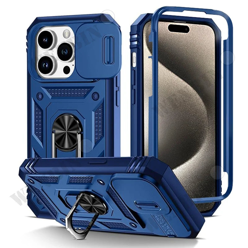 Coque iPhone Heavy Duty 360° avec Béquille – Compatible iPhone 17 à 7 & SE