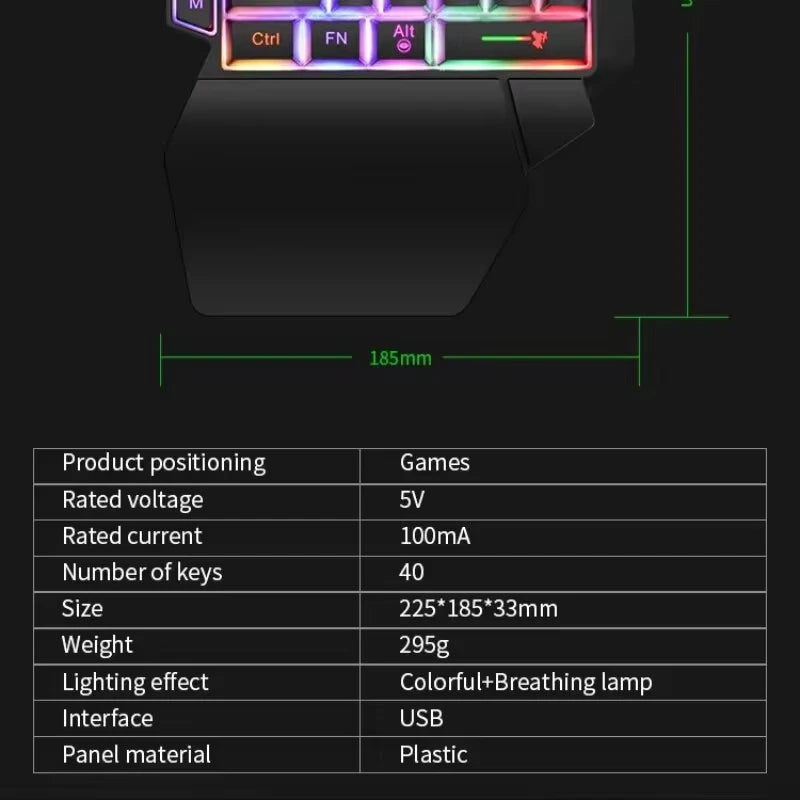 Clavier Gaming Une Main 35 Touches RGB – USB Ultra-Slim Rétroéclairé