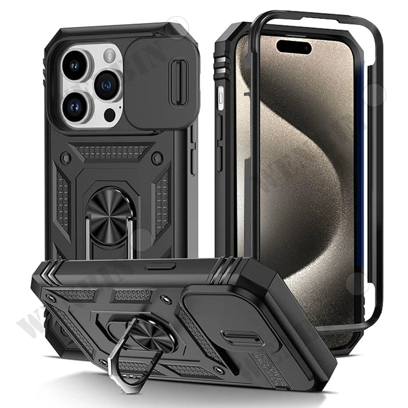Coque iPhone Heavy Duty 360° avec Béquille – Compatible iPhone 17 à 7 & SE
