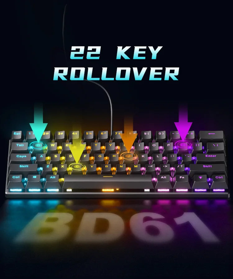 Clavier Mécanique Gaming 60% RGB – Compact Blanc | PC, Laptop & Bureau
