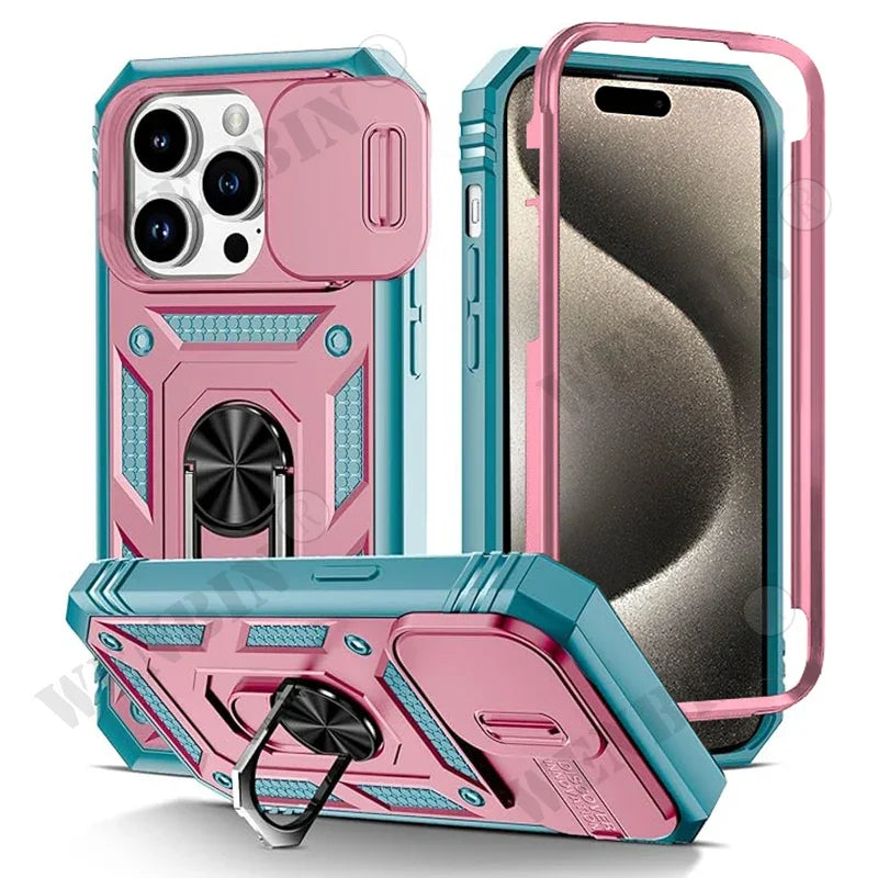 Coque iPhone Heavy Duty 360° avec Béquille – Compatible iPhone 17 à 7 & SE
