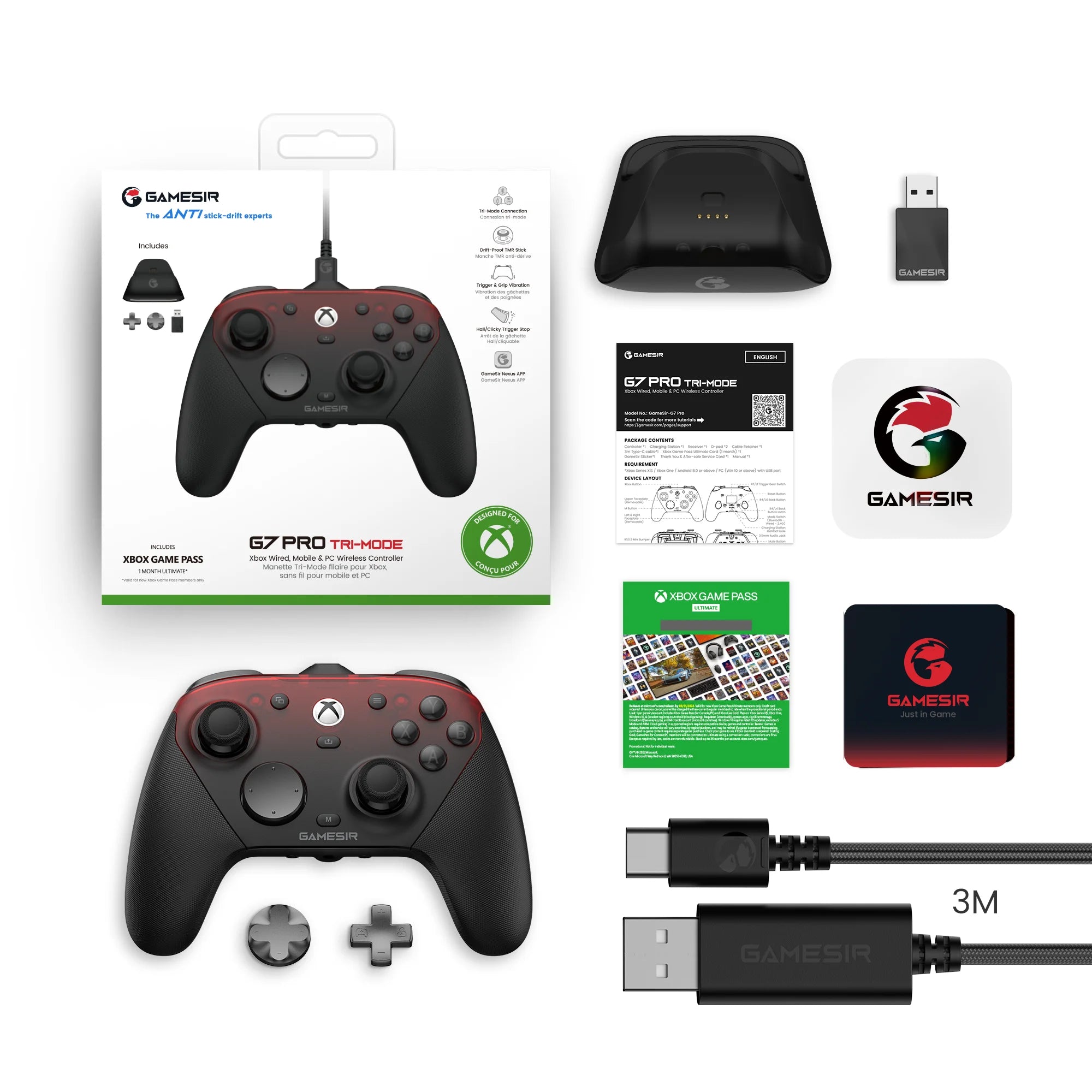 GameSir G7 Pro – Manette Xbox Filaire avec Station de Charge | Xbox Series X/S, One, Steam & PC