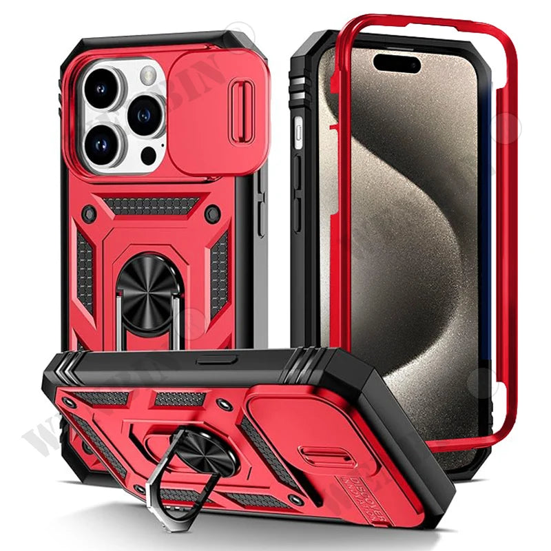 Coque iPhone Heavy Duty 360° avec Béquille – Compatible iPhone 17 à 7 & SE