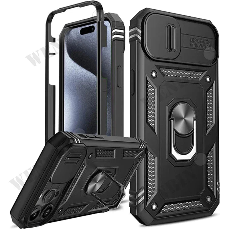 Coque iPhone Heavy Duty 360° avec Béquille – Compatible iPhone 17 à 7 & SE