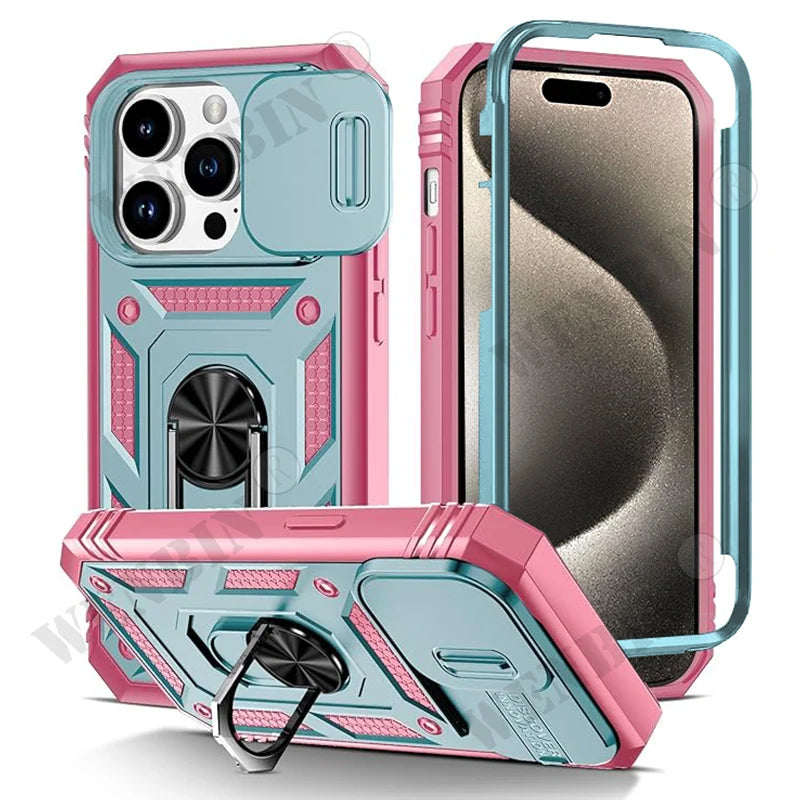 Coque iPhone Heavy Duty 360° avec Béquille – Compatible iPhone 17 à 7 & SE