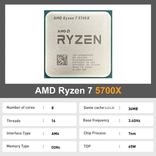 AMD Ryzen 7 5700X – Processeur 8 Cœurs 4.6GHz | Socket AM4 Gaming