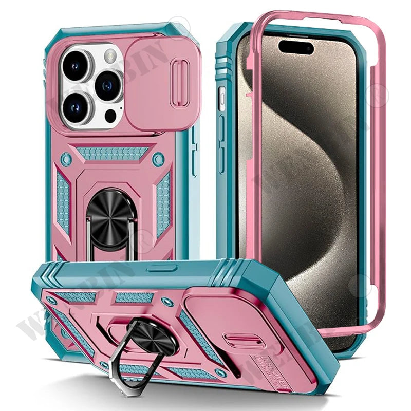 Coque iPhone Heavy Duty 360° avec Béquille – Compatible iPhone 17 à 7 & SE