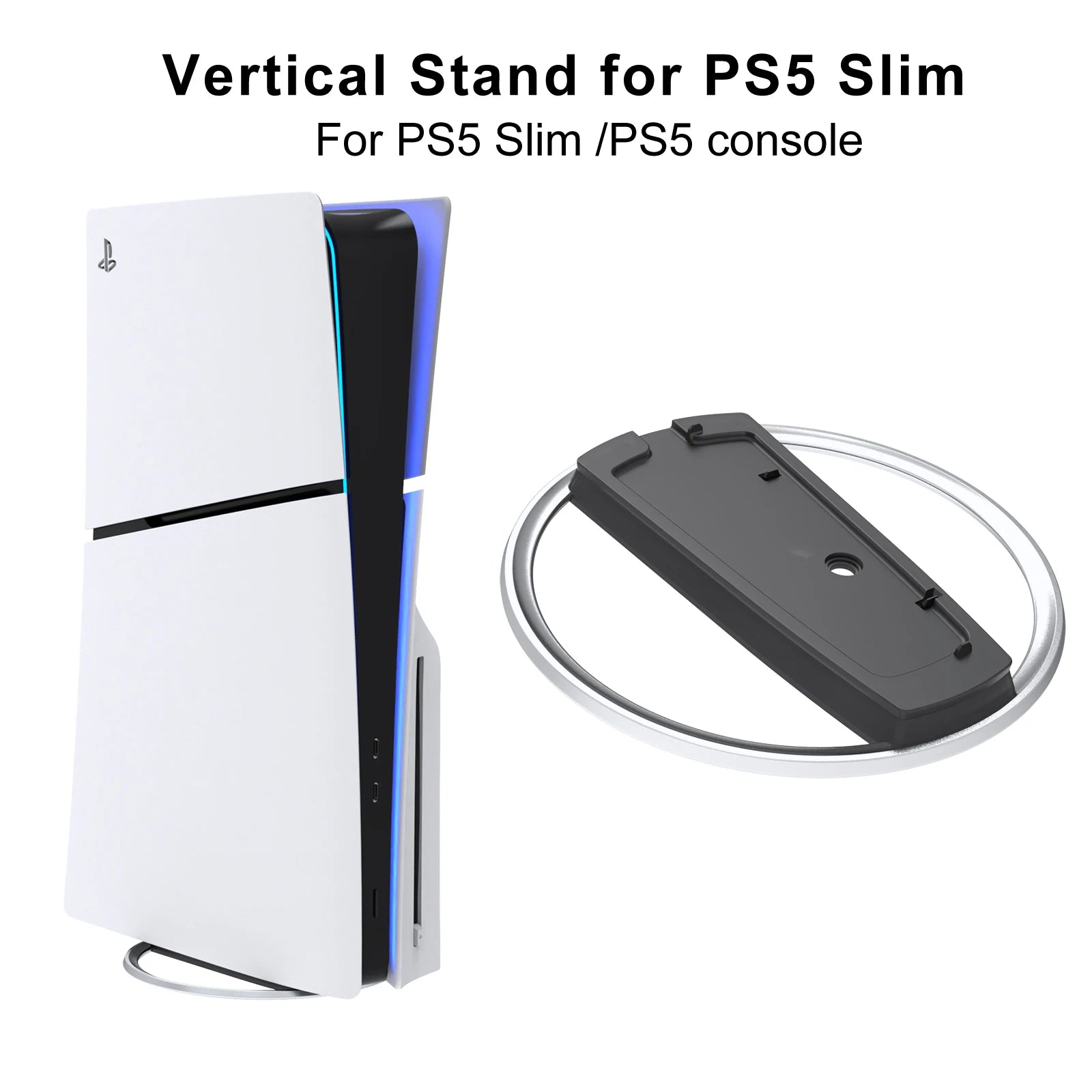Support Vertical PS5 Slim – Socle Métal avec Vis | Disc & Digital Edition