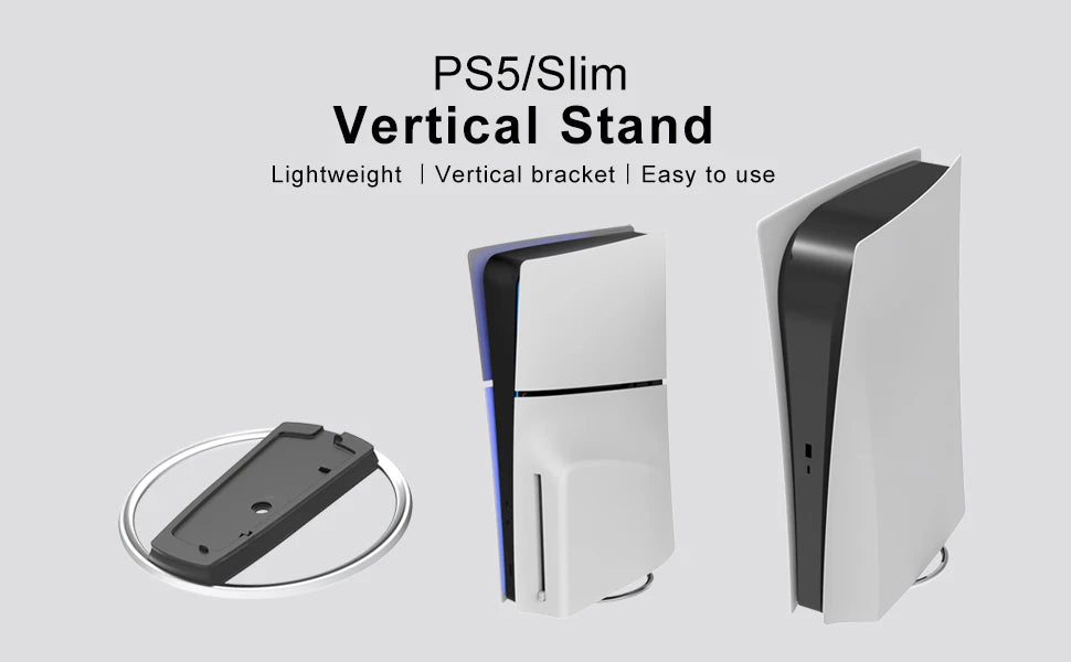 Support Vertical PS5 Slim – Socle Métal avec Vis | Disc & Digital Edition