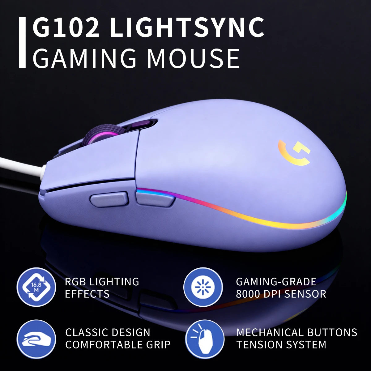 Logitech G102 – Souris Gaming 85g Filaire | Précision & Confort