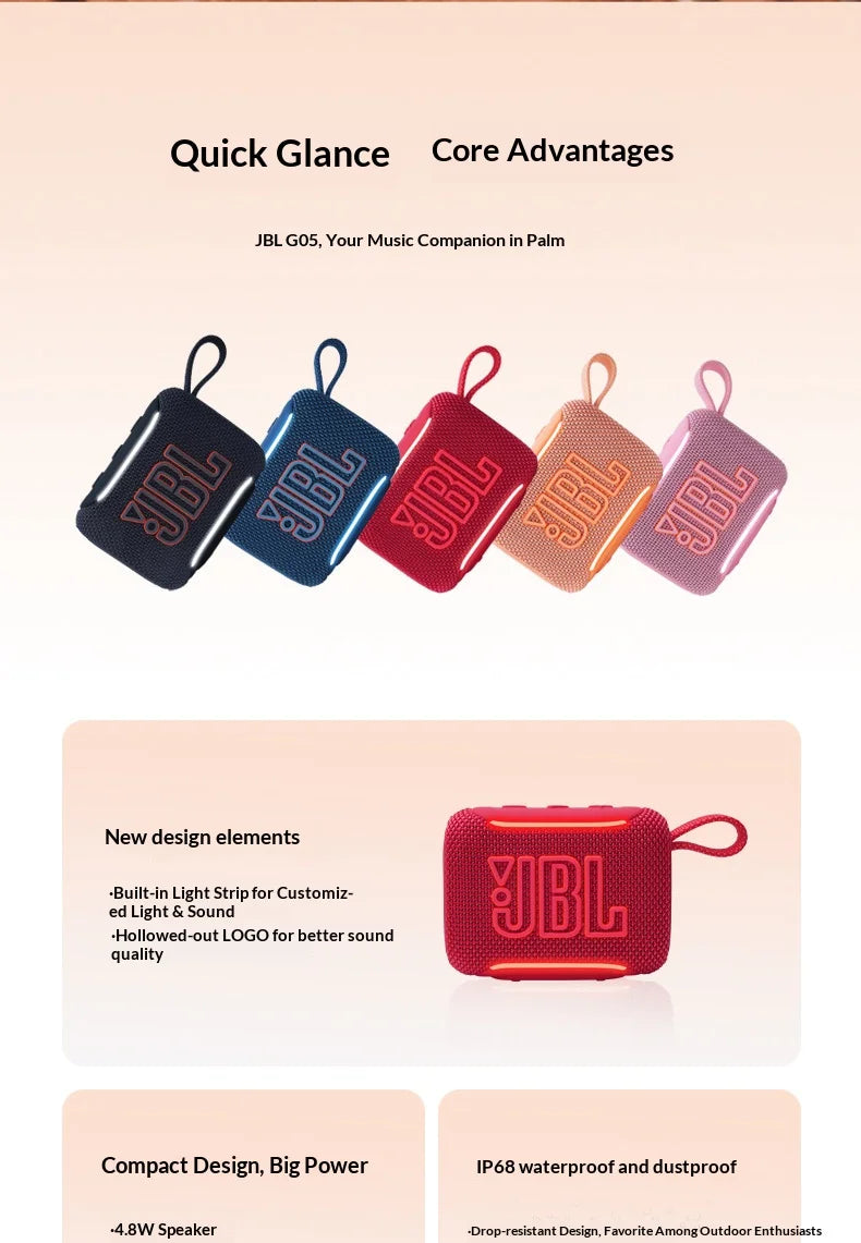 JBL GO5 – Mini Enceinte Bluetooth Compacte | Basses Profondes & Son Stable